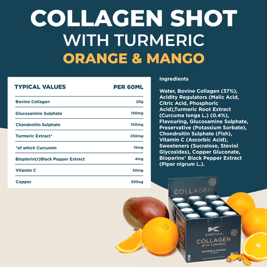 Collagen Shot with Turmeric - Orange & Mango 24-Pack - Kinetica Sports UK