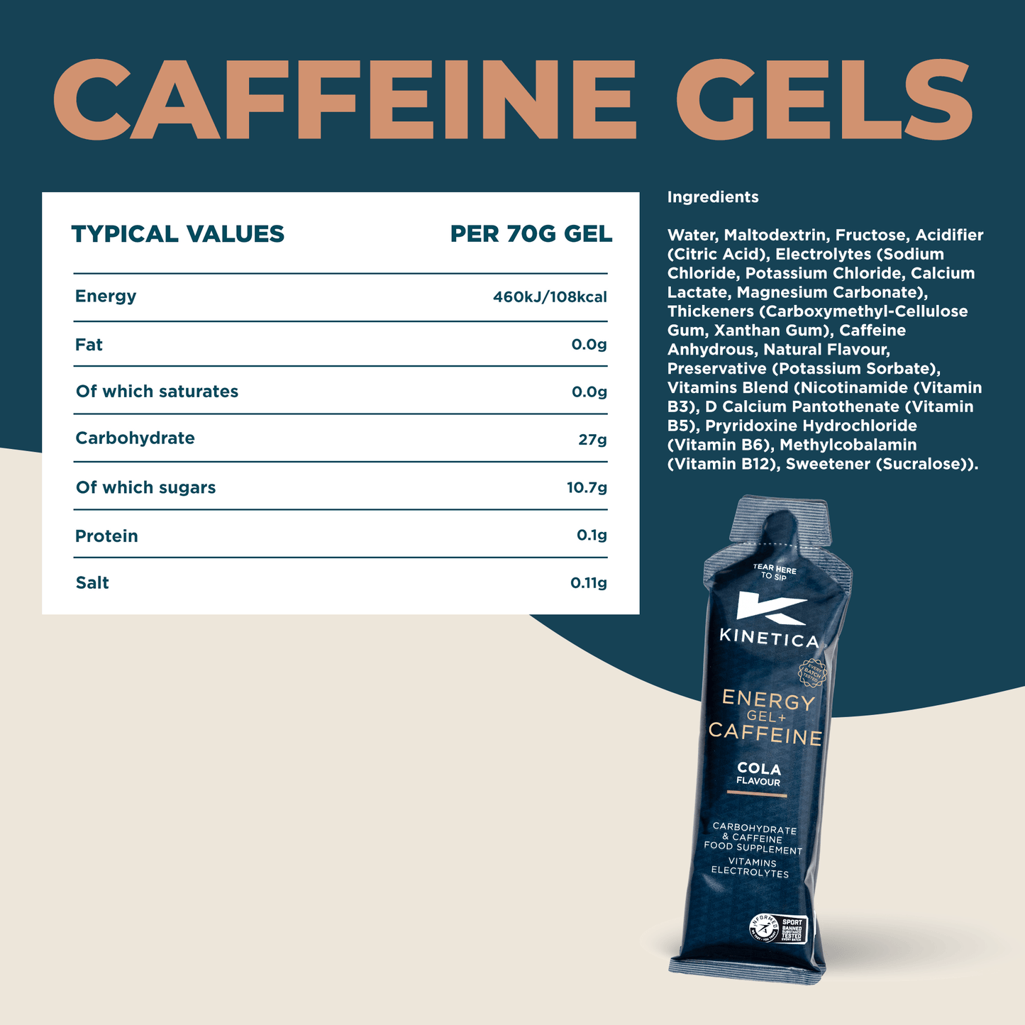 Caffeine Gel Cola - 24 x 70g - Kinetica Sports