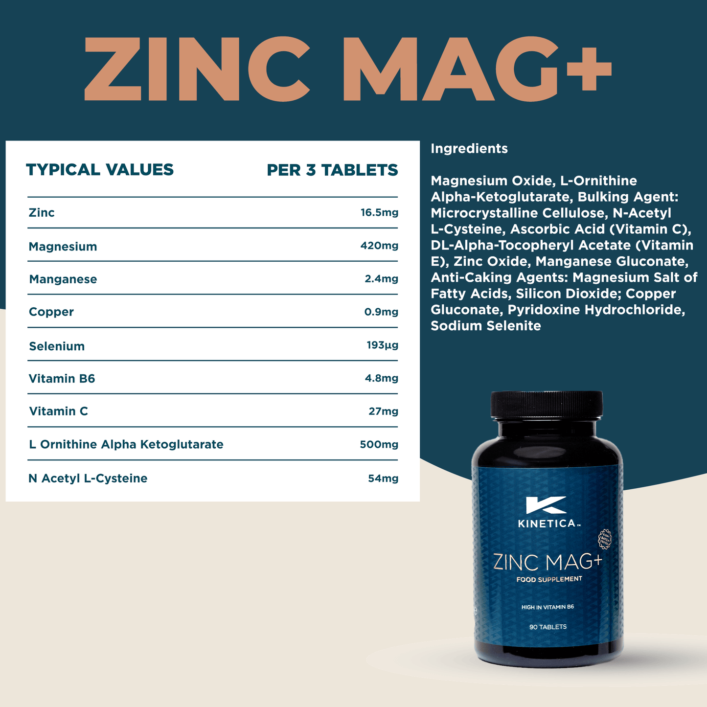 Zinc Mag - 90 Capsules - Kinetica Sports