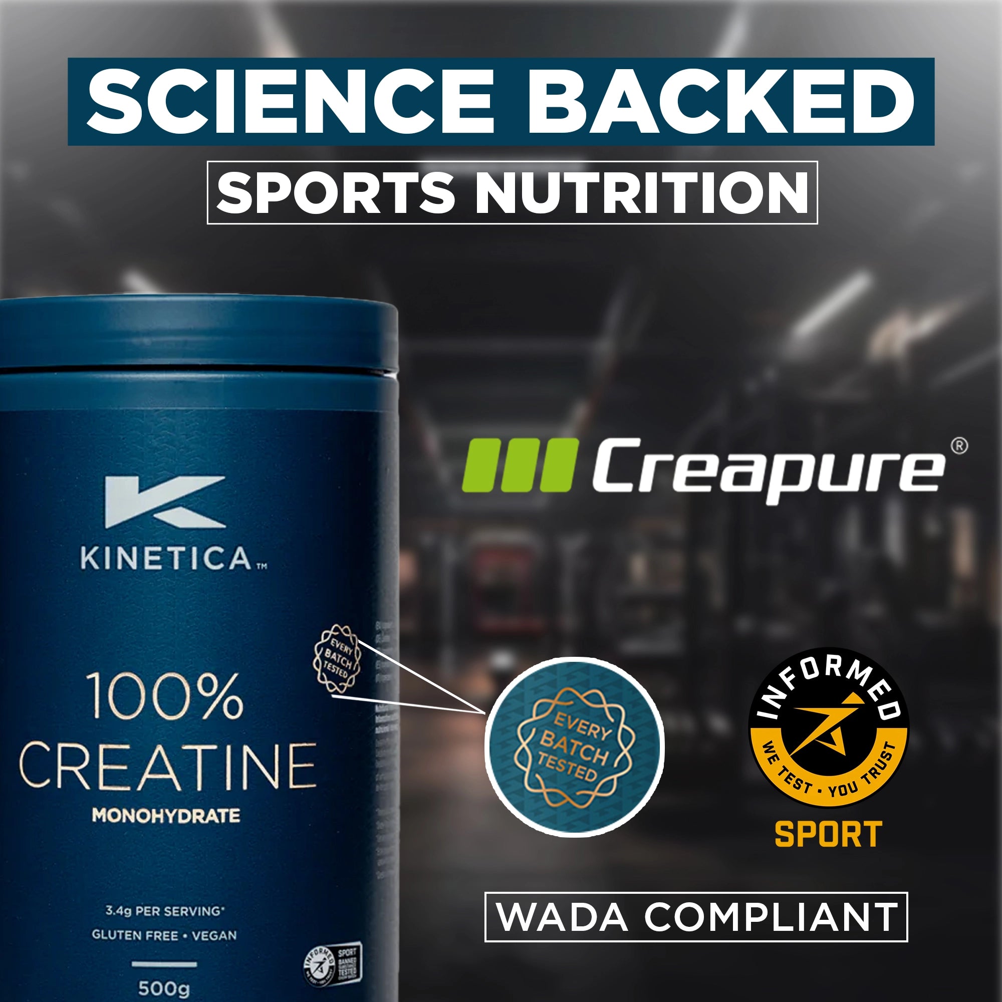 100% Creatine Monohydrate Powder - Unflavoured 500g - Kinetica Sports UK