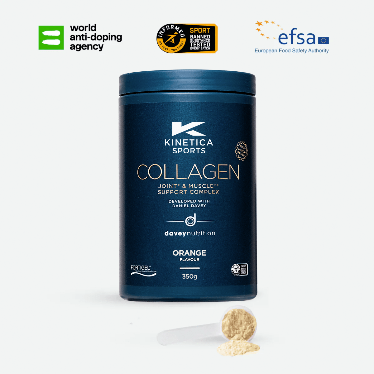 Collagen Powder Joint* & Muscle** Support Complex - 350g - Orange - Kinetica Sports UK