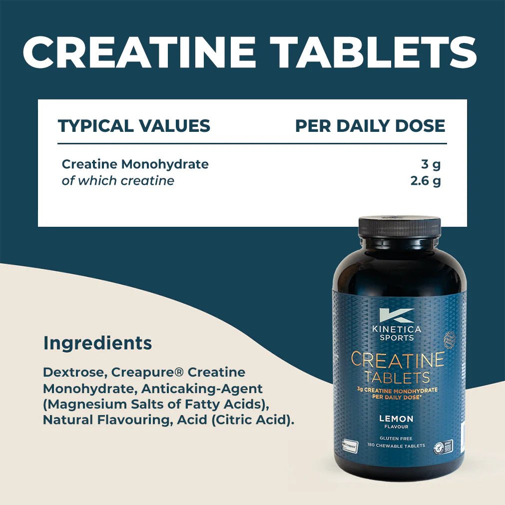 Creapure® Creatine Monohydrate Tablets - Lemon Flavour - Chewable - Kinetica Sports UK