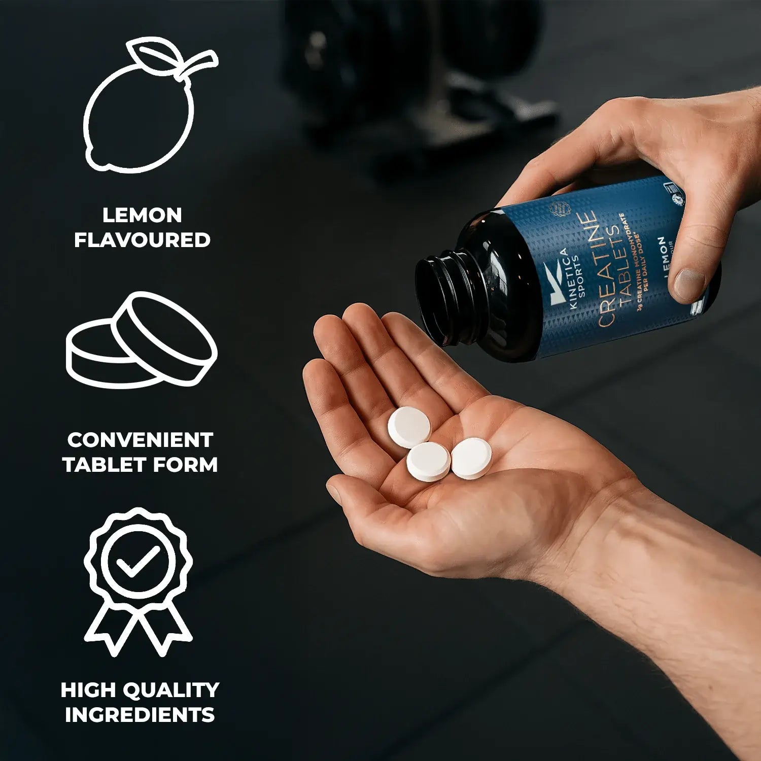 Creapure® Creatine Monohydrate Tablets - Lemon Flavour - Chewable - Kinetica Sports UK