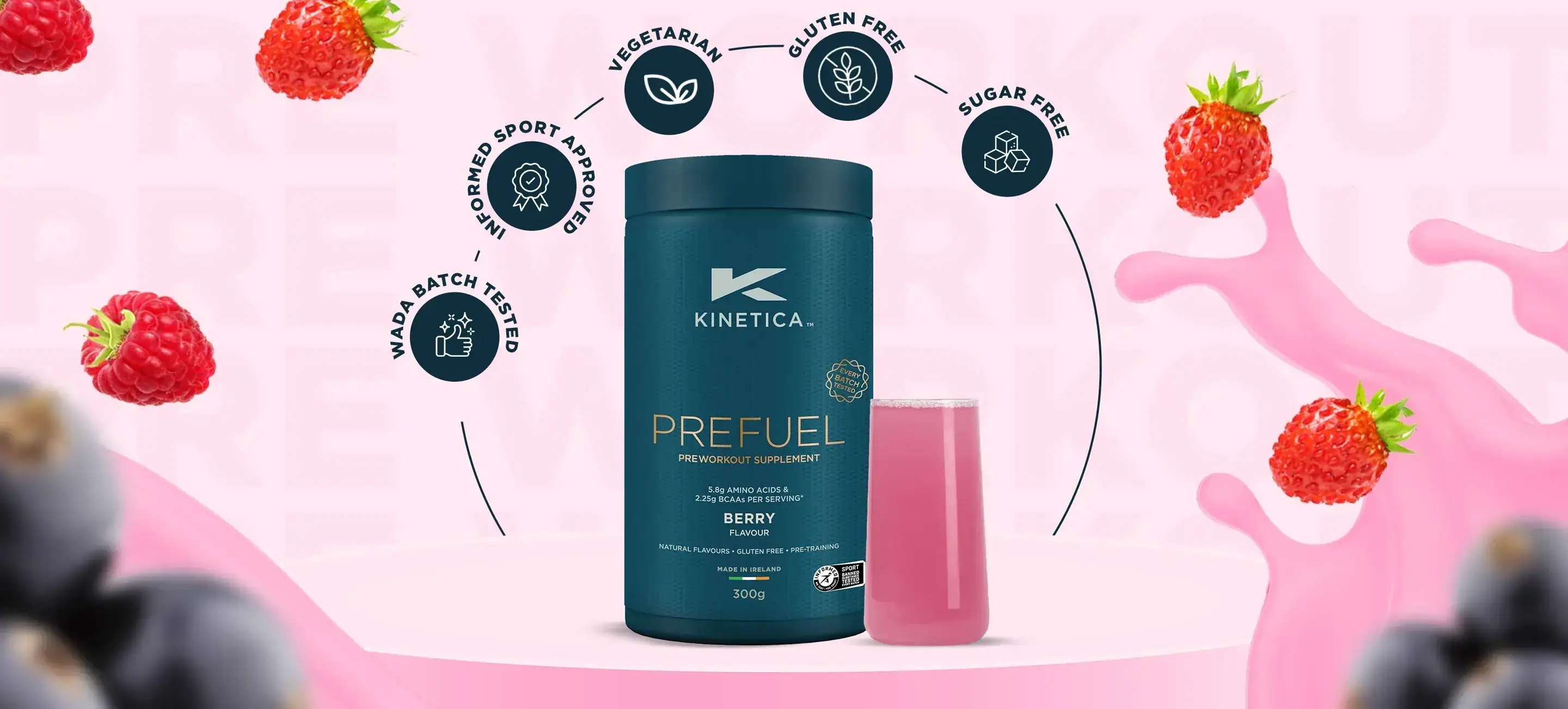 Pre workout supplements - Prefuel - Strawberry flavour