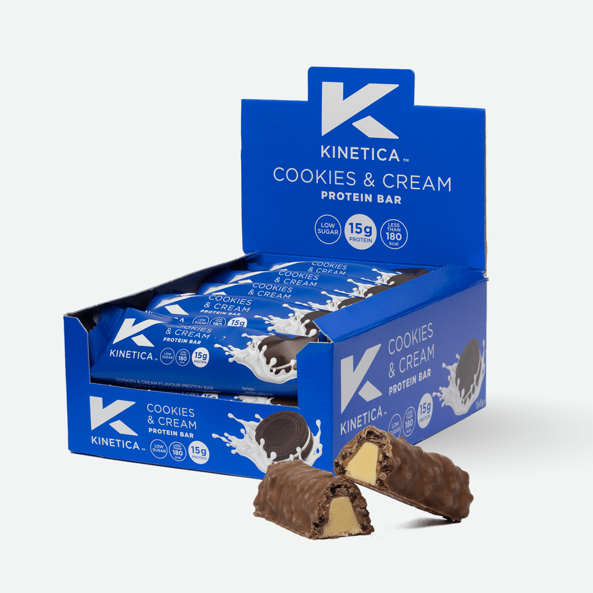 Deluxe Protein Bar Cookies and Cream - 15 x 45g - Kinetica Sports