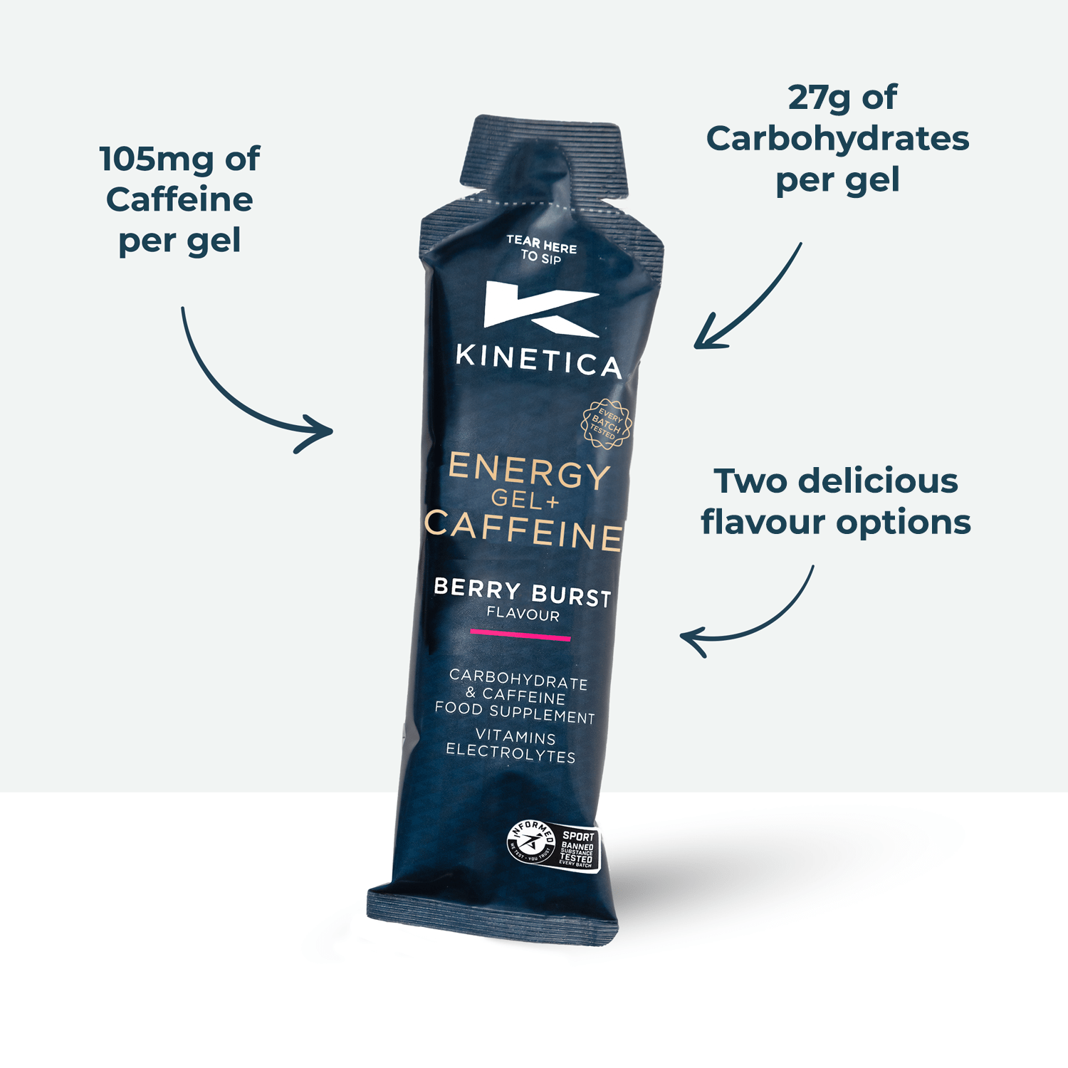 Caffeine Gel Berry Burst - 24 x 70g - Kinetica Sports