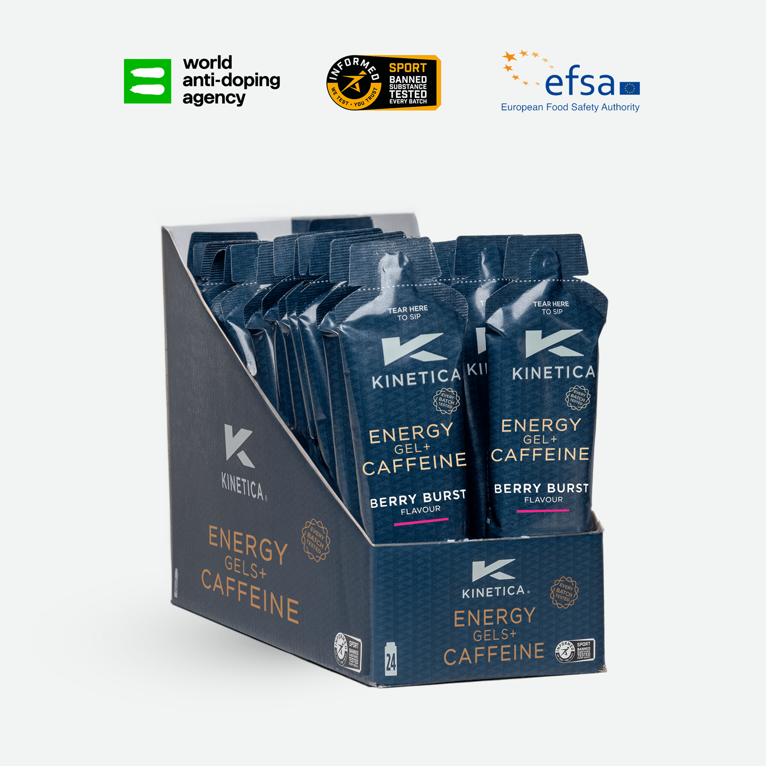 Caffeine Gel Berry Burst - 24 x 70g - Kinetica Sports