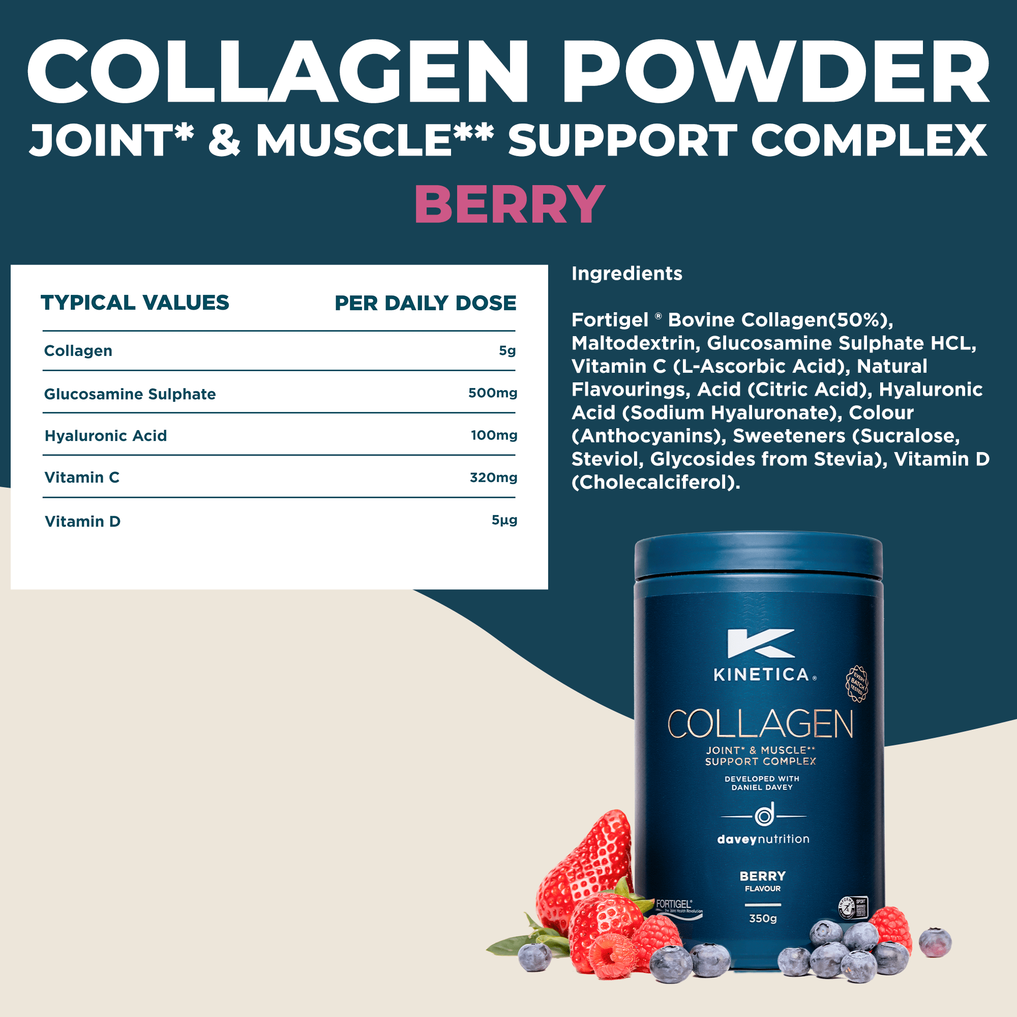 Collagen Powder Joint* & Muscle** Support Complex - 350g - Kinetica Sports