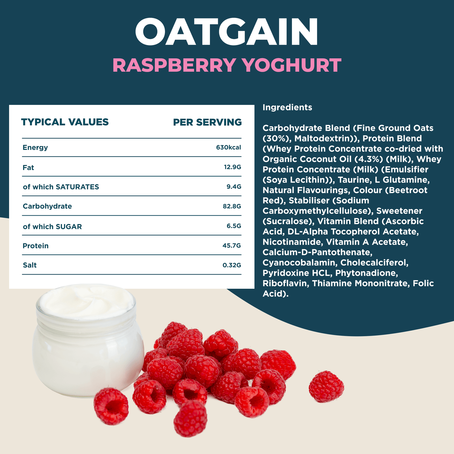Oatgain Raspberry Yoghurt Nutritional Information