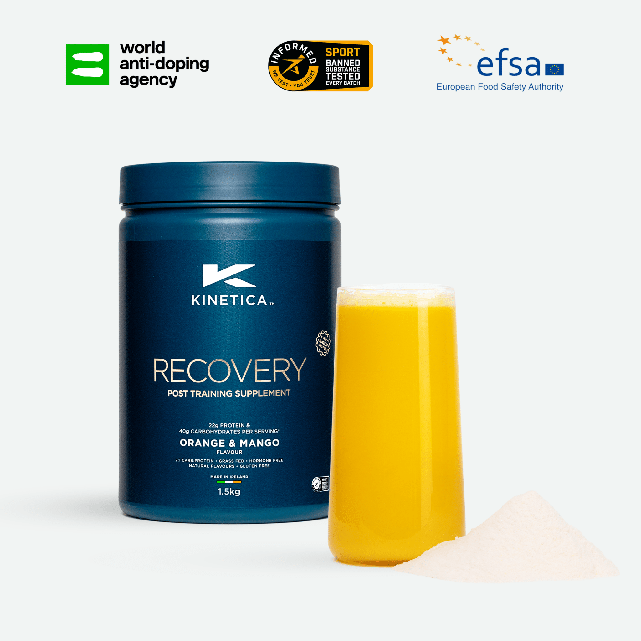 Recovery Powder 1.5kg Orange & Mango Awards & Testing