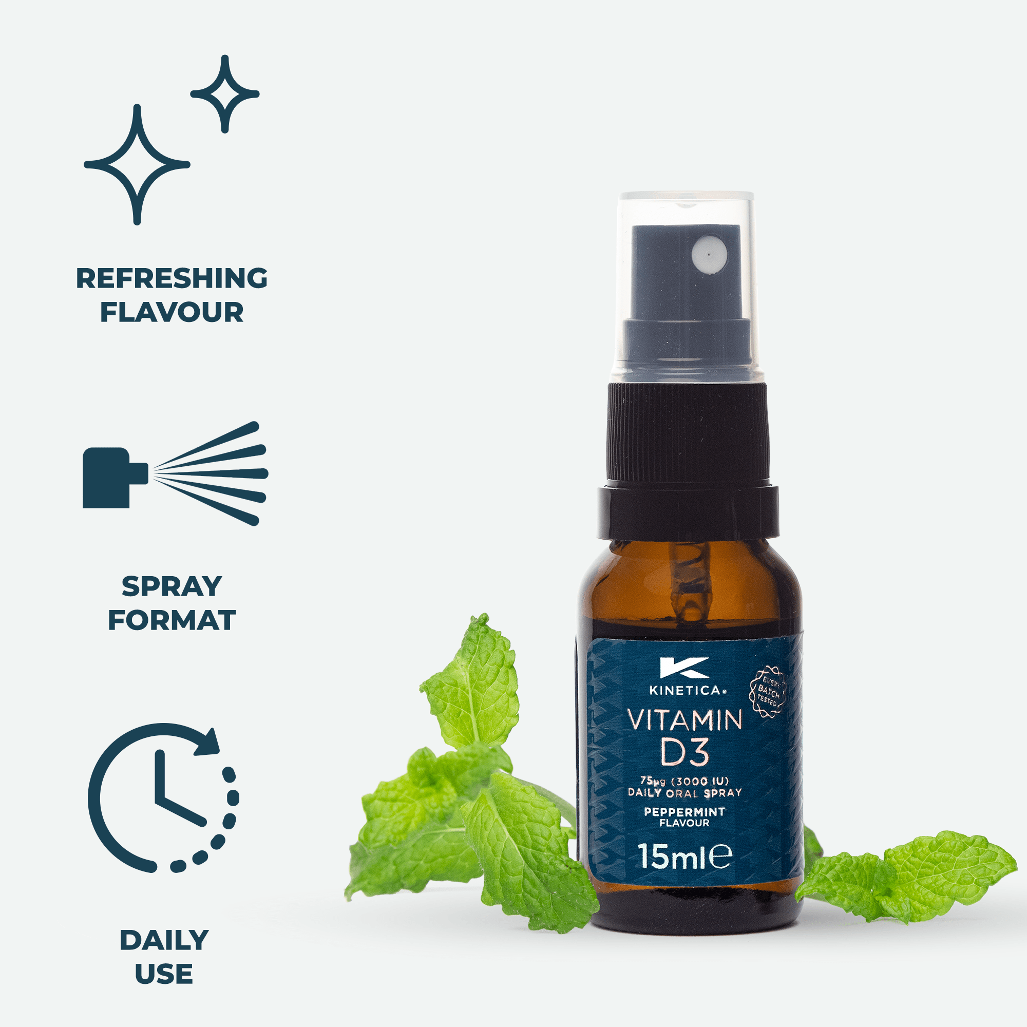 Vitamin D3 Oral Spray - Peppermint Flavour 15ml - Kinetica Sports