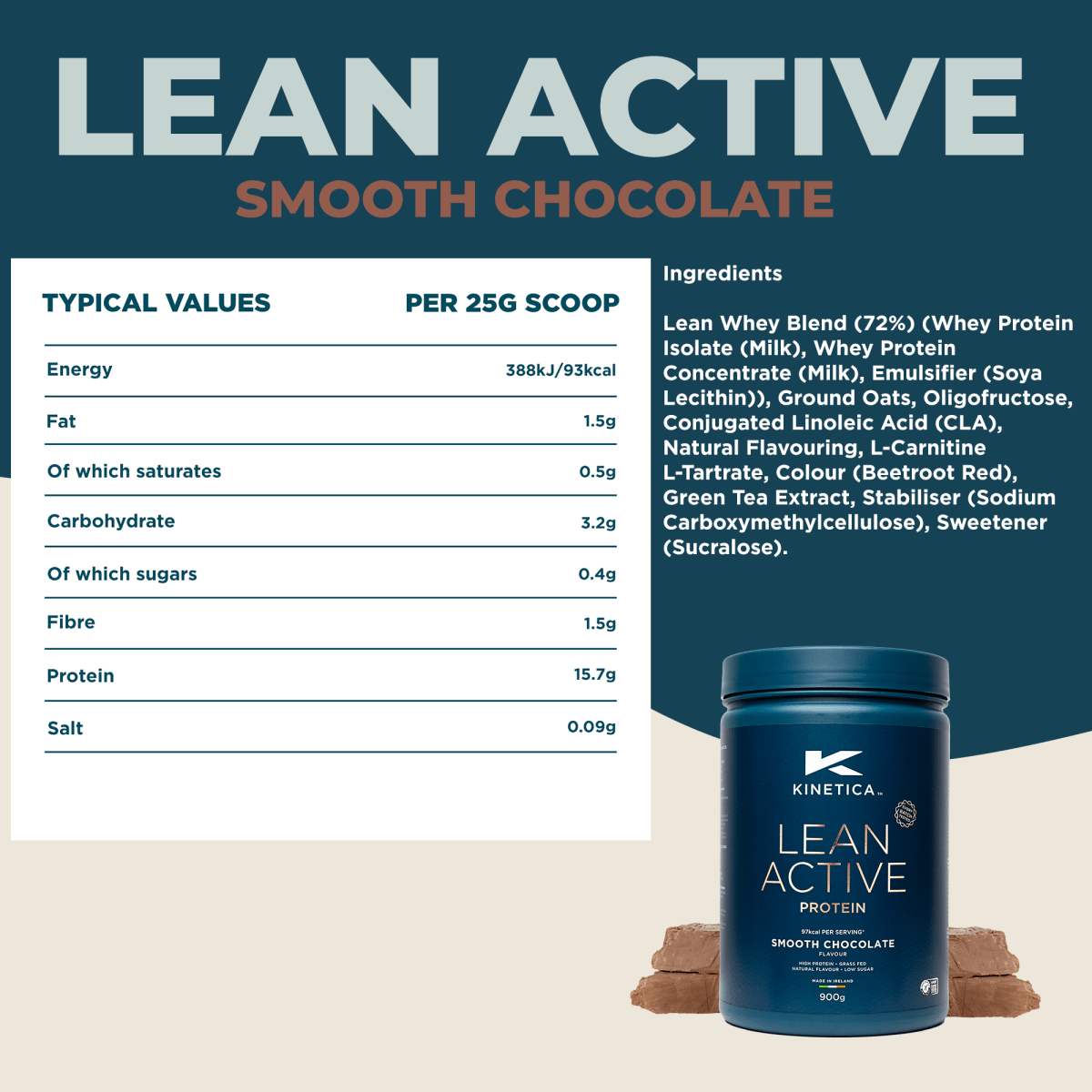 Lean Active Protein Chocolate 900g - Kinetica Sports